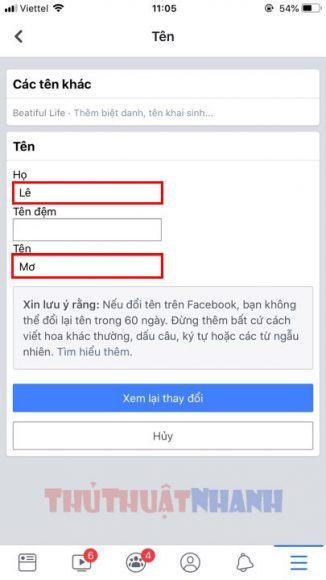 Trao đổi họ của bạn trên Facebook