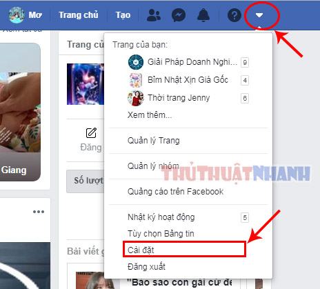 Chọn cài đặt hiển thị tên facebook trên máy tính