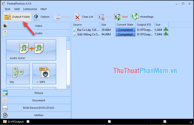 Sau khi convert sẽ có chữ 