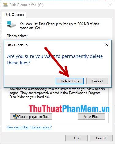 Nhấn Delete Files để xác nhận lựa chọn xóa file