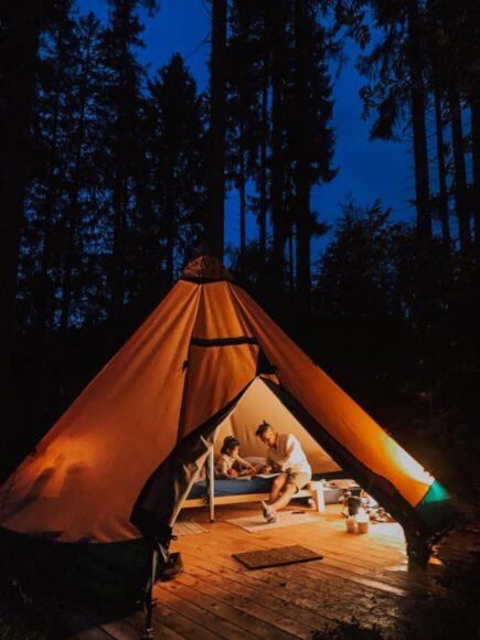 Hình ảnh đẹp cắm trại trong rừng về đêm