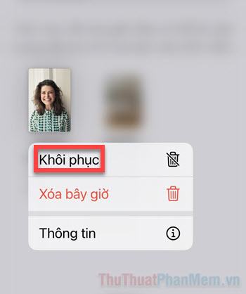 Nhấn và giữ tệp và chọn Khôi phục