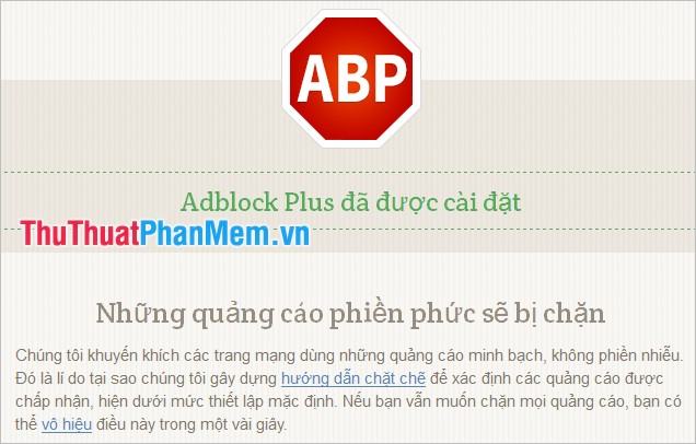 Adblock Plus đã được cài đặt