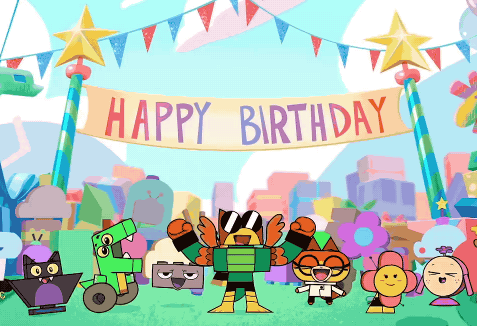 phim hoạt hình chúc mừng sinh nhật với bữa tiệc chào mừng