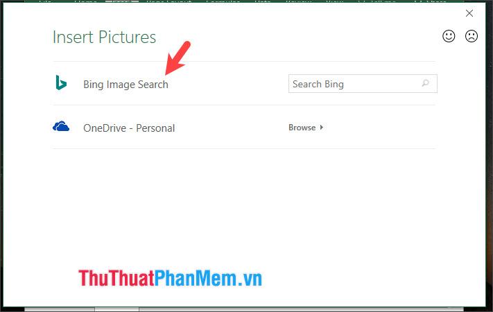Nhấp vào Bing Image Search để tìm kiếm hình ảnh với thư viện hình ảnh của Bing