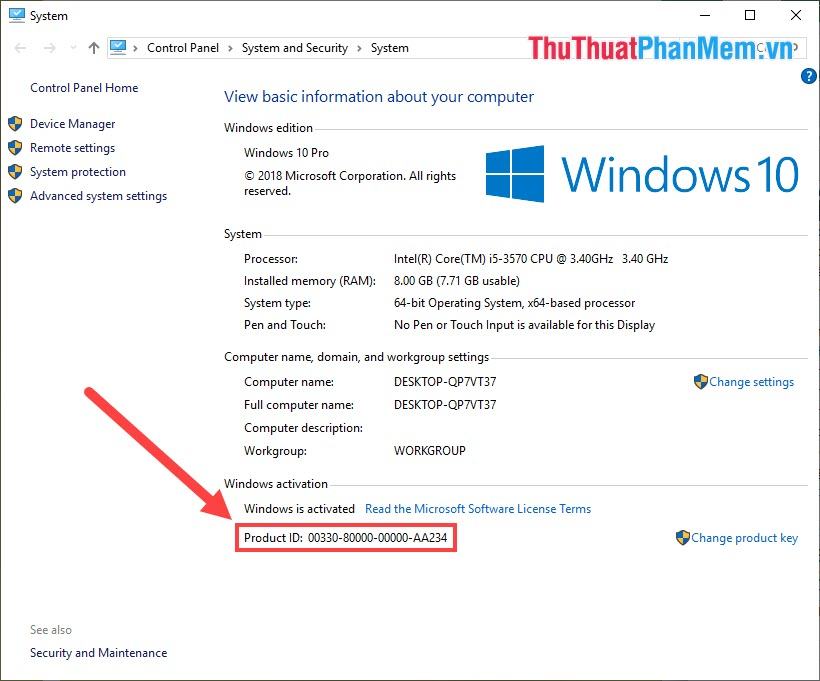 Theo dõi phần Kích hoạt Windows