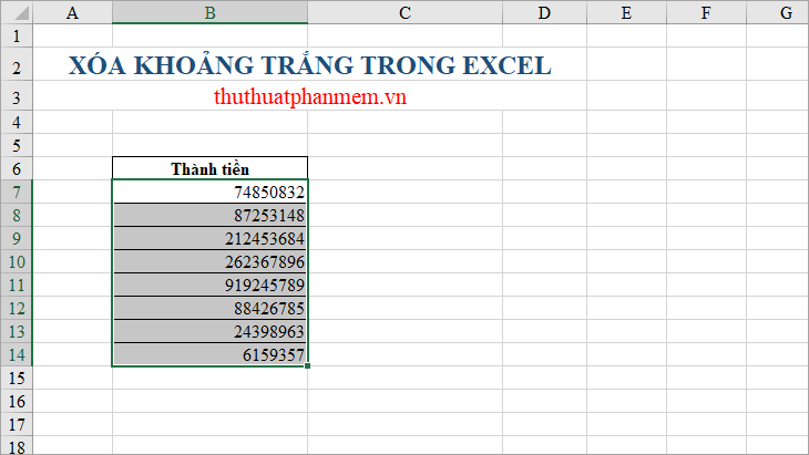 Tất cả các khu vực bạn chọn sẽ bị xóa