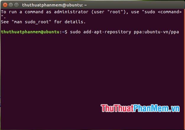 Nhập lệnh sudo add-apt-repository