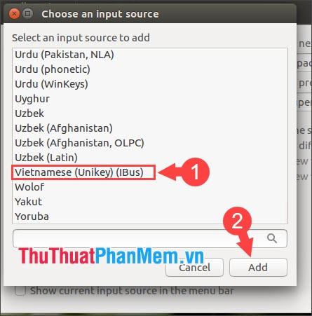 Bạn tìm dòng Tiếng Việt (Unikey) (iBus)