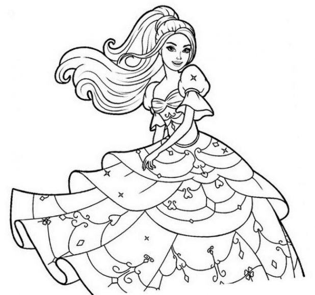 Tranh tô màu váy công chúa búp bê đẹp nhất cho bé gái