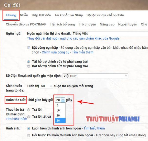 Huong Dan đặt giờ ăn mừng hướng dẫn tụ tập trong gmail