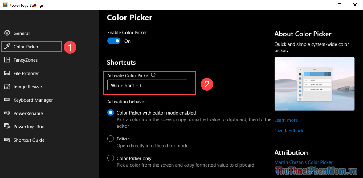 Chọn mục Color Picker để mở công cụ mã màu