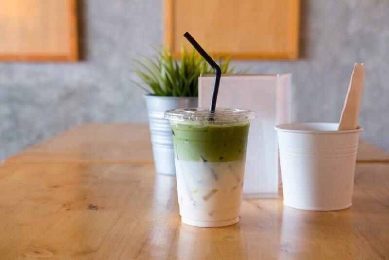 Nền trà sữa matcha và thạch