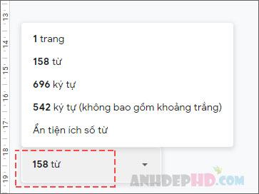 Tiện ích đếm từ của Google Tài liệu