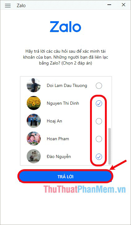Xác nhận hai người bạn đã liên lạc qua Zalo