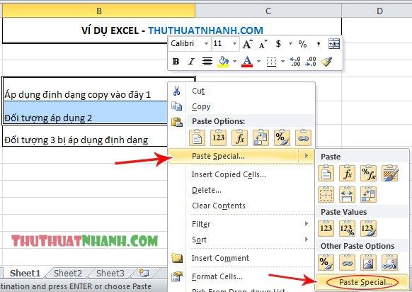 cách sử dụng paste special trong excel