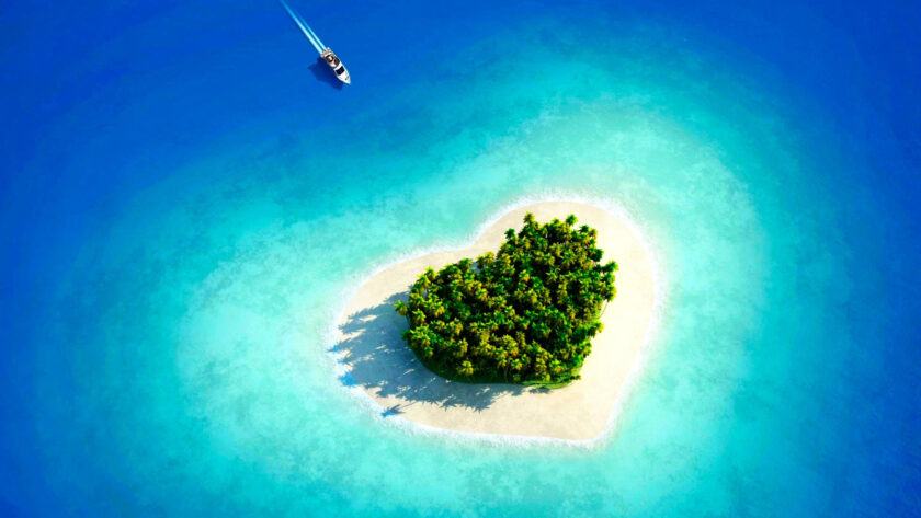 Hình nền Macbook về hòn đảo hình trái tim