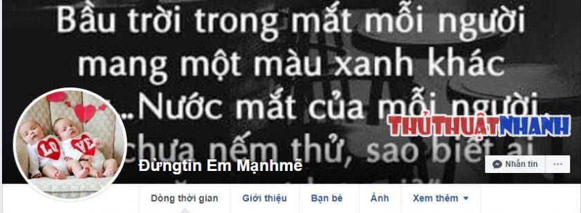 Tên tài khoản Facebook đang trên đường đến Tâm Trang