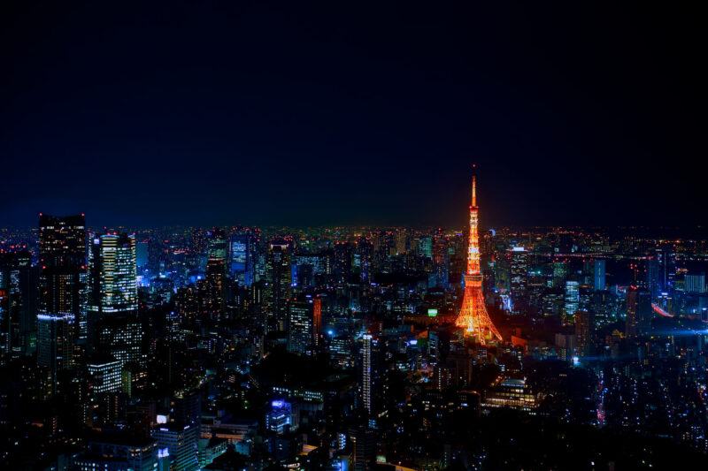 Hình ảnh tháp Tokyo ở trung tâm thành phố về đêm