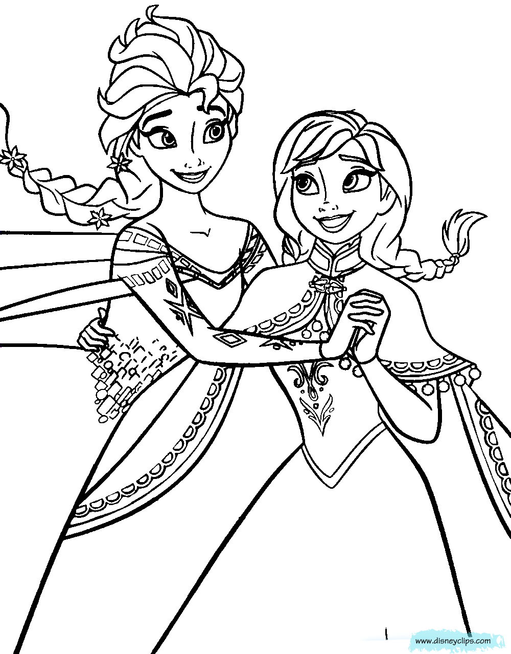 Bé tập tô màu công chúa Elsa và công chúa Anna