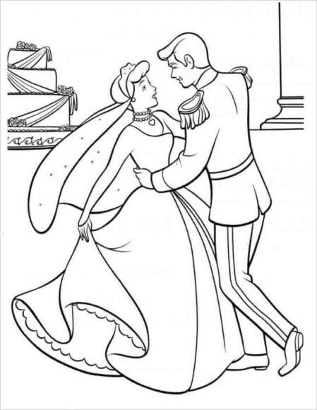 Hình vẽ công chúa lọ lem khiêu vũ cùng hoàng tử
