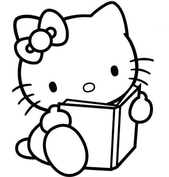 Tranh tô màu con mèo Hello kitty cho bé gái 4 tuổi