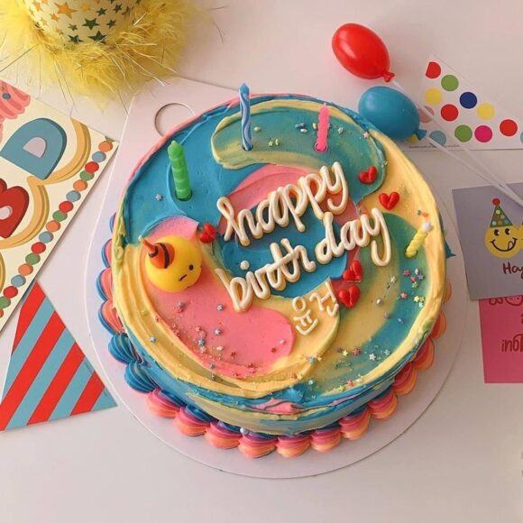 Bánh sinh nhật dễ thương và đầy màu sắc