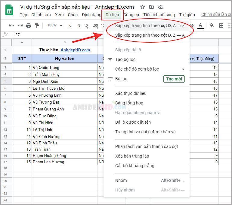 Cách tải dữ liệu từ Google Sheets