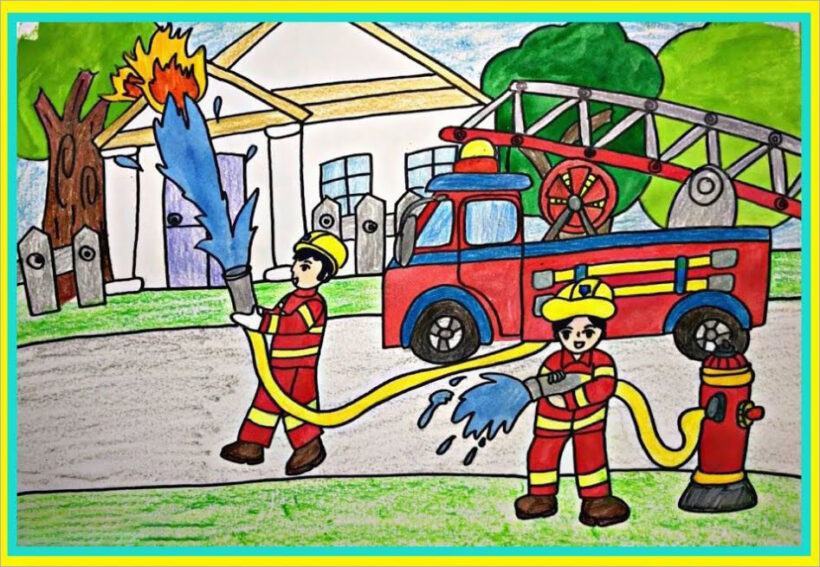 vẽ bức tranh ước mơ làm lính cứu hỏa cho cộng đồng