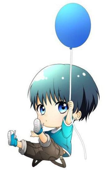 Hình ảnh anime nam cầm bóng bay dễ thương