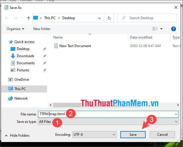 Bạn đặt Save as type thành All files và đặt tên file có đuôi .html.  sự mở rộng