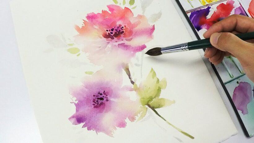 Cách vẽ hoa bằng màu nước