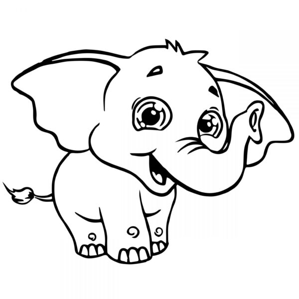 Tranh vẽ con voi đen trắng dễ thương cho bé tô màu (1)