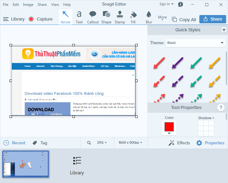 Snagit cung cấp rất nhiều công cụ chỉnh sửa ảnh