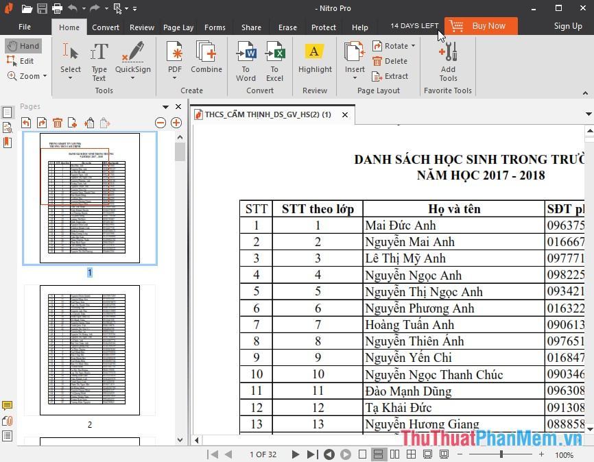 Cách chuyển PDF sang Excel