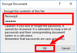 Nhập mật khẩu bảo vệ cho file Excel