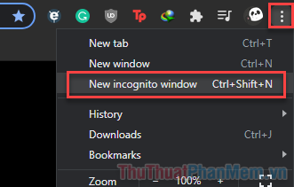 Chọn New icognito window