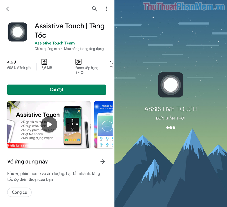 Giao diện phần mềm Assistive Touch