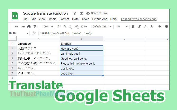 Cách dịch tự động hàng loạt ngôn ngữ trong Google Sheets cực dễ