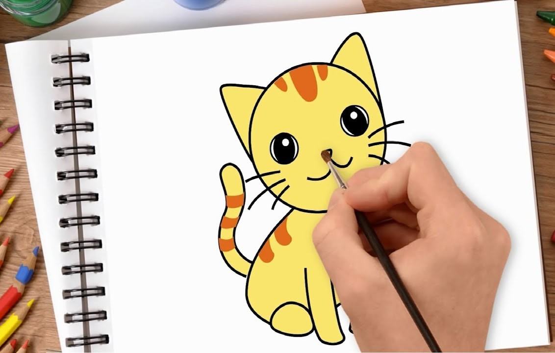 cách vẽ con mèo 12