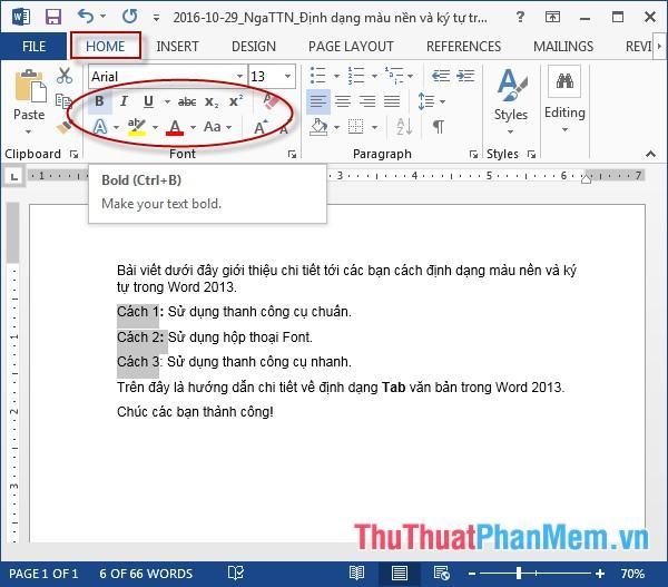 Tại phần Font chọn các định dạng cần thiết cho ký tự