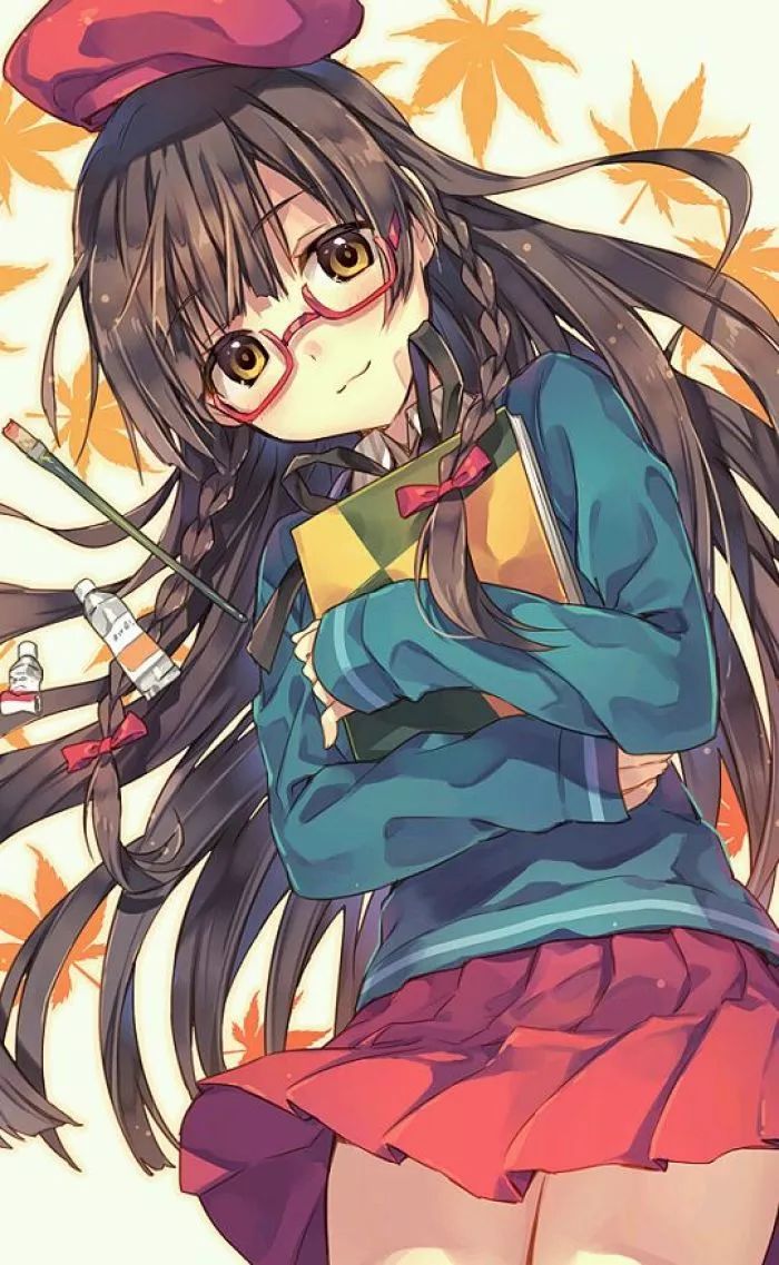 Cô gái anime đeo kính xinh đẹp