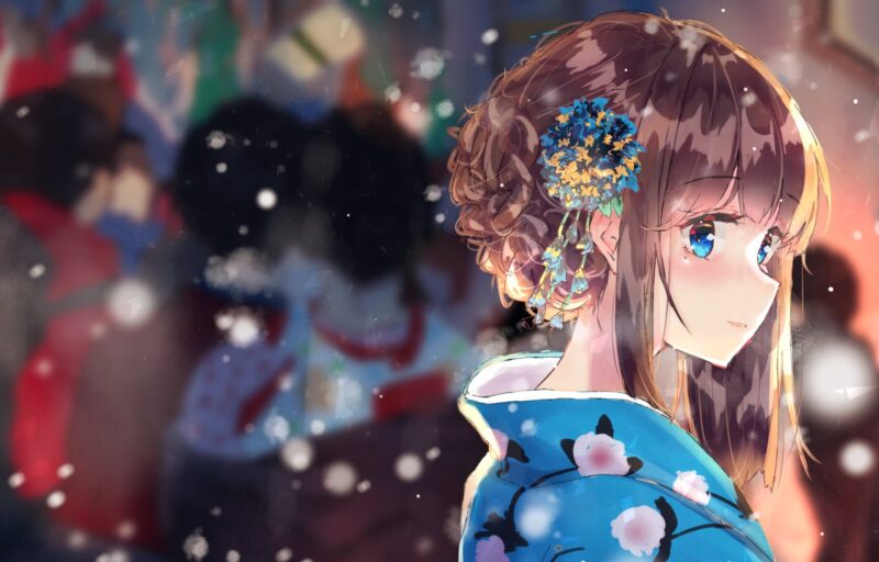 Hình nền anime girl xinh và mùa đông