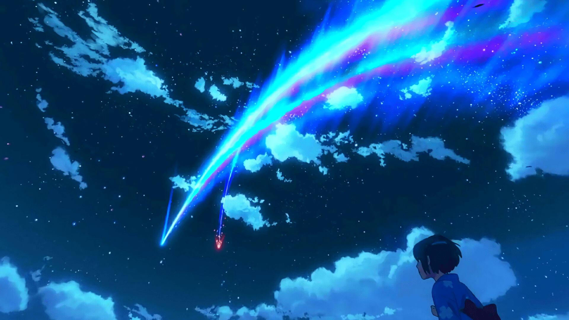 Hình nền laptop Full HD hình nền anime nhìn bầu trời đêm tuyệt đẹp