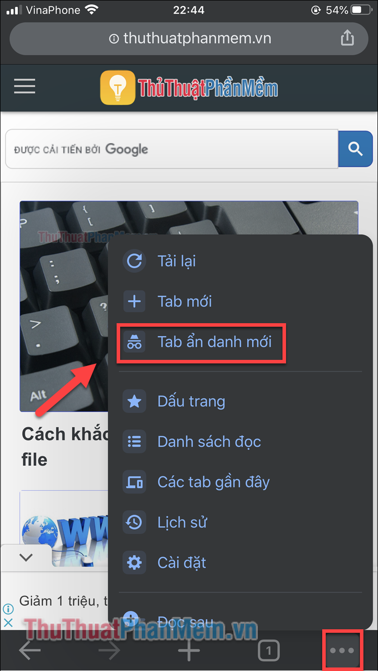 Tab ẩn danh mới