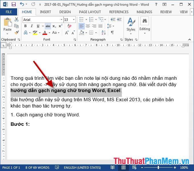 Hướng dẫn gạch ngang chữ trong Word, Excel – Tạo chữ gạch ngang trong Word, Excel