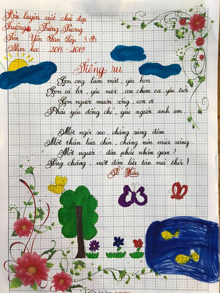 Hình ảnh bài viết chữ đẹp của học sinh