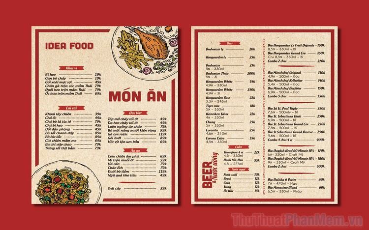 Những mẫu tham khảo menu quán nhậu đẹp nhất - Trung Tâm Đào Tạo Việt Á