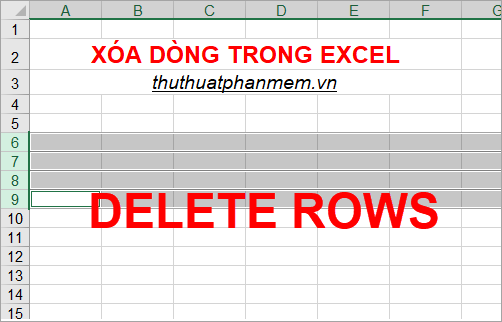 Phím tắt xóa dòng trong Excel, cách xóa dòng trong Excel bằng phím tắt