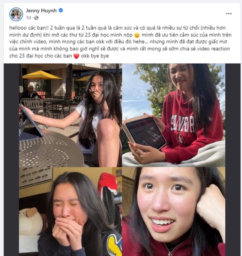 Rich kid Jenny Huỳnh đậu Stanford - Top 2 đại học hàng đầu nước Mỹ